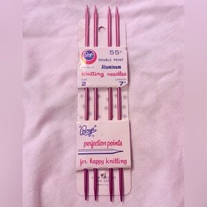 NIP Vintage set of Boye Double Point Pink Aluminum Knitting Needles